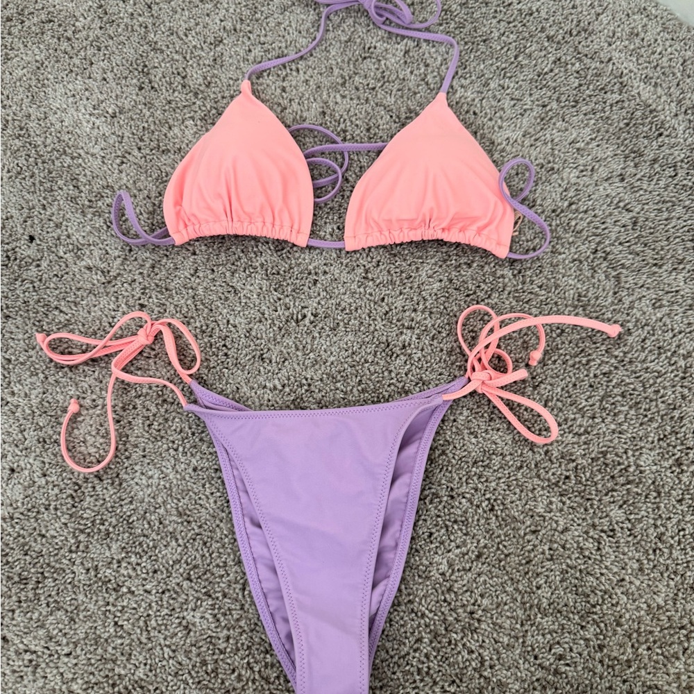 White Fox Pink and Purple Bikini Set